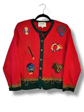✨ Vintage Susan Bristol Equestrian Cardigan Horse Saddle Knit Sweater Small